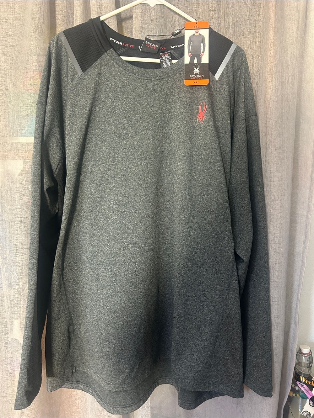 Spyder Men’s Long-Sleeve Performance Shirt - Heather Gray with Red Logo